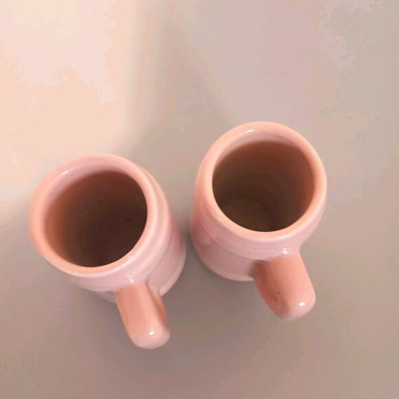 Vtg Mini Beer Stein Set Of 4 Pink & Dark Blue Ceramic Mug Shot Glasses Unmarked - Picture 13 of 16